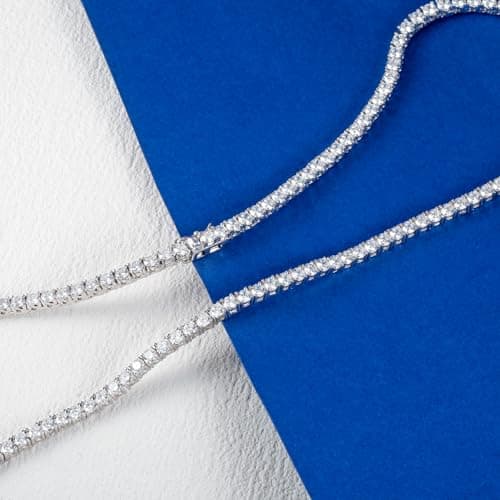 MOFEIJEW 18K Gold Plated 5A Cubic Zirconia Tennis Necklace for Men & Women