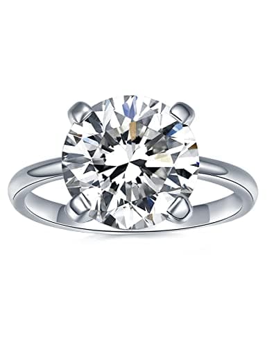 IMOLOVE Solitaire Moissanite Engagement Ring, 1CT D Color VVS1, 925 Sterling Silver & 18K White Gold Plated