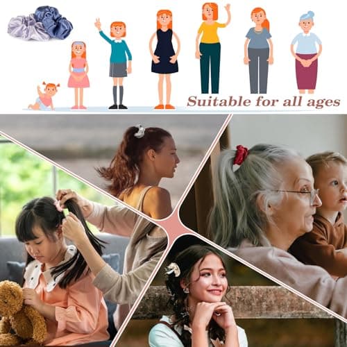 10PCS Large Satin Scrunchies - Thick Hair Ponytail Holders, Bright & Neutral Colors