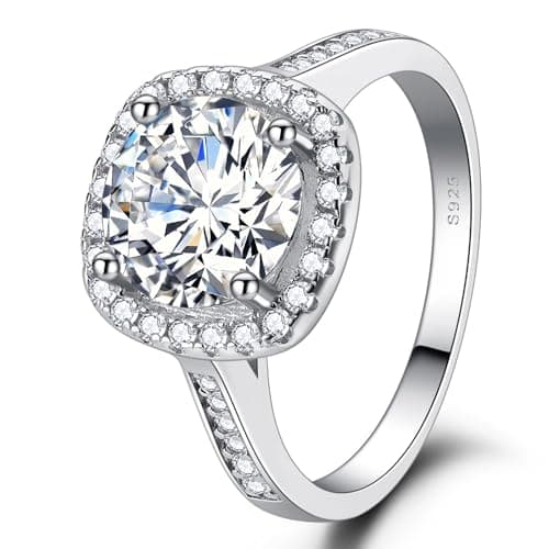 LuluRell Moissanite Promise Rings for Women, S925 Sterling Silver 6 Prong Solitaire D Color VVS1 Clarity Round Cut