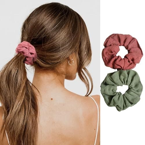 Linen Hair Scrunchies for Women and Girls
