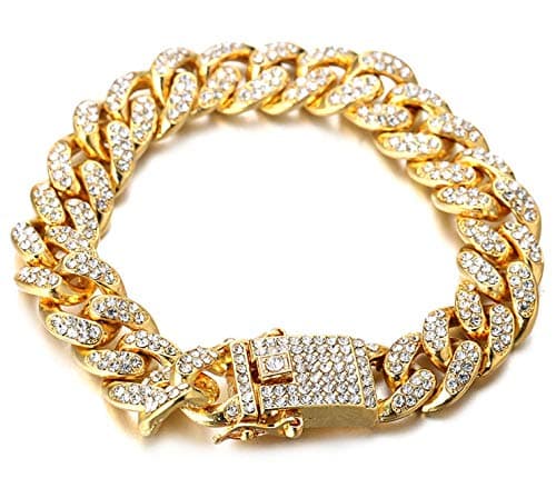 Halukakah Gold Chain for Men - The Royal - Iced Out 14/20MM 18k Real Gold/Platinum White Gold/Rose Gold/Rhodium Black Plated Diamond Cuban Link Chain Necklace Bracelet - Lab Diamonds Prong Set - Great Gift Idea