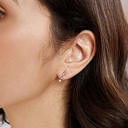 Michooyel S925 CZ Baguette Stud Earrings for Women