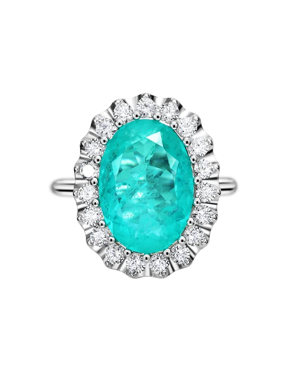Michooyel S925 Paraiba Oval Promise Ring for Women Engagement Wedding Bands