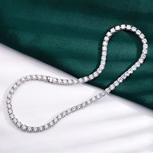 TIKJE Sterling Silver 3mm-6mm CZ Round Cut Tennis Necklace 16-24inches Valentines Gift