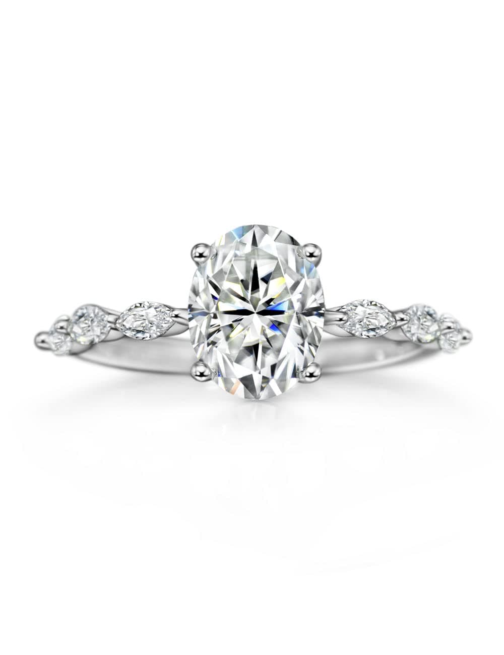 925 Sterling Silver Oval Cut Moissanite Engagement Ring for Women
