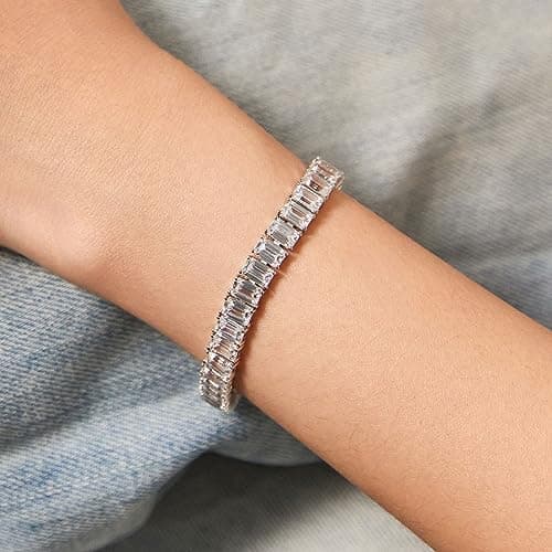 Michooyel Emerald Cut Cubic Zirconia Tennis Bracelet