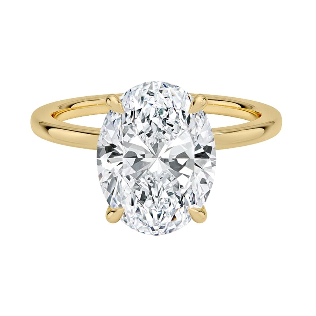 1.5-5 Ct Oval Moissanite Engagement Ring in 10k/14k/18k Gold & SilverHidden Halo (3 Ct Yellow) Gift for Her
