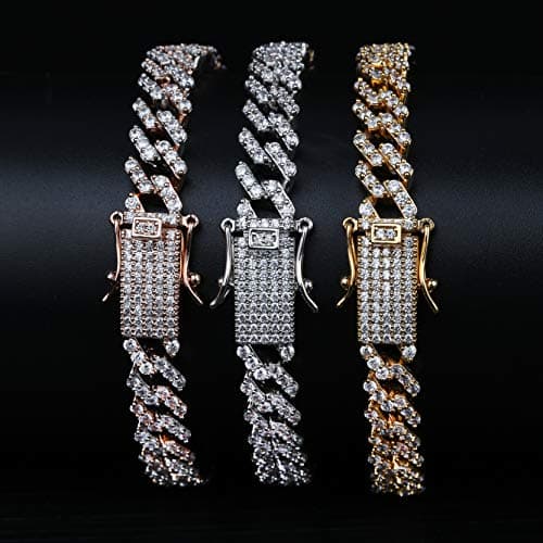 TOPGRILLZ Diamond Prong Cuban Link Bracelet for Men Women