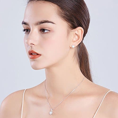 Michooyel Opal Sterling Silver Heart Pendant Stud Earrings Jewelry for Women