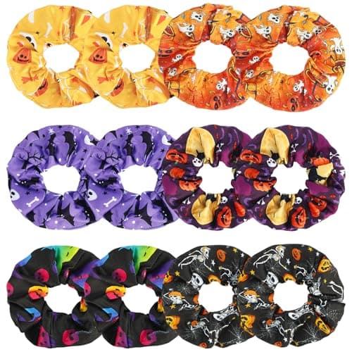 12 Piece Black & Brown Silk Scrunchies for Thick Hair