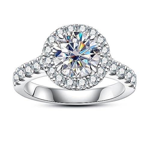 AimiIee Moissanite Engagement Ring 1.2-2.8CTTW VVS1 925 Sterling SilverVintage Halo Ring