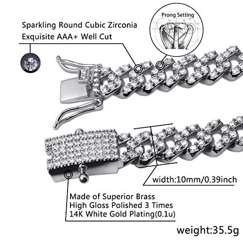 TOPGRILLZ Diamond Prong Cuban Link Bracelet for Men Women