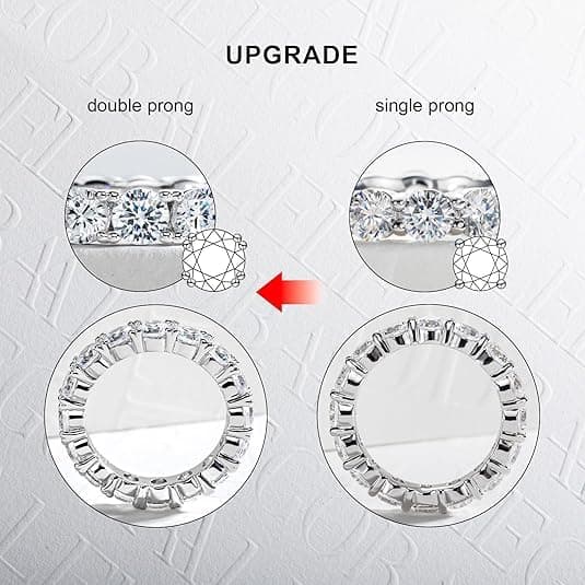 Gobaalele 5A Grade Round/Cushion Cut Cubic Zirconia Eternity Ring for Women