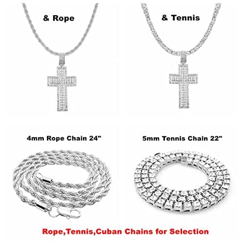 HH Bling Empire Diamond Cross Pendant Necklace 24 Inch
