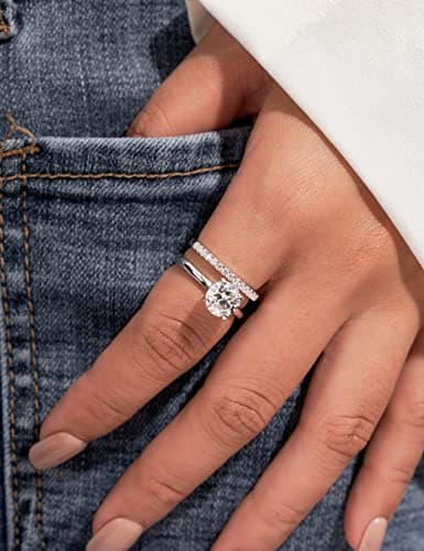 IMOLOVE 1CT D Color VVS1 Moissanite Engagement Ring - Ideal Gift for Women