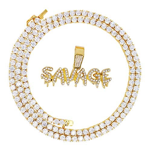 Men's Techno Pave Iced-Out CZ Tennis Chain Pendant
