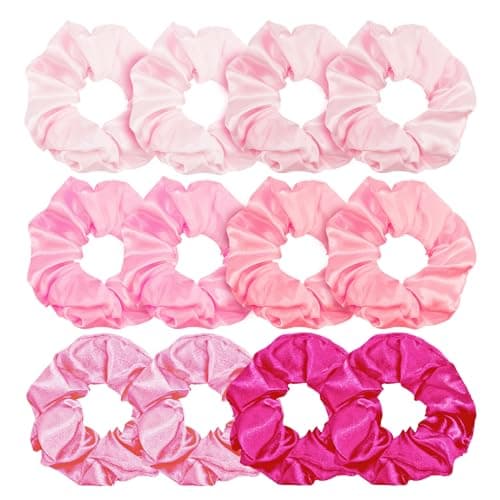 12 Piece Black & Brown Silk Scrunchies for Thick Hair