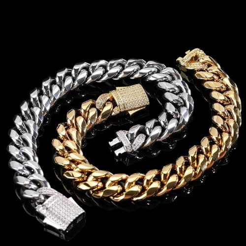 Moissanite Bracelet for Men and Women, 12mm Mesh 18K Gold