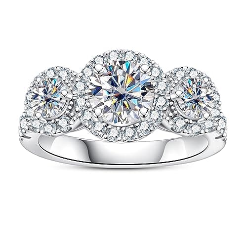 AimiIee 1.4-2.2cttw Moissanite Engagement Ring, D Color VVS1 Clarity, 925 Sterling Silver