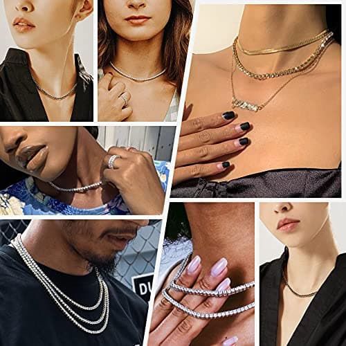 Richsteel Clear/Black 3mm CZ Tennis Chain Necklace for All