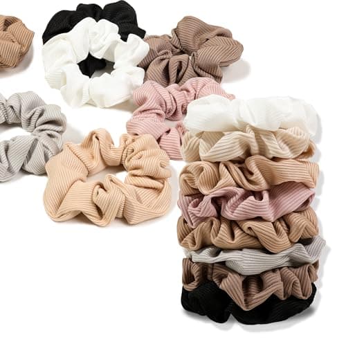 Ivyu Silk Satin Scrunchies - Soft No-Hurt Hair Bands for Women White Black Gray Pink