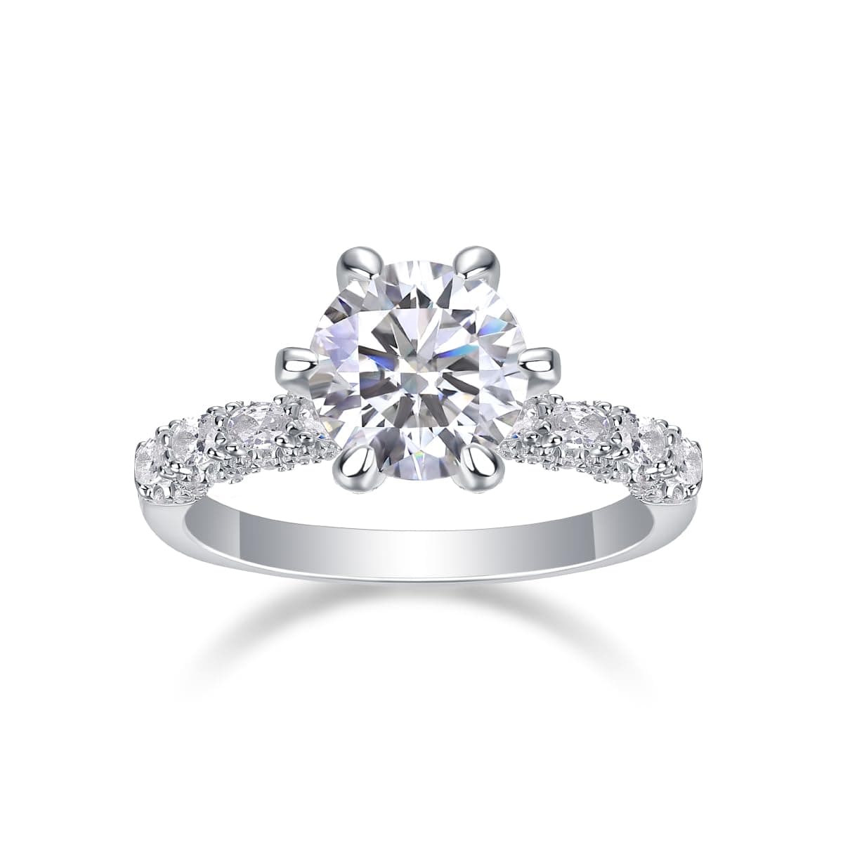 JiuZuan 1CT/2CT/3CT 18K White Gold Round Cut Moissanite Engagement Ring for Women
