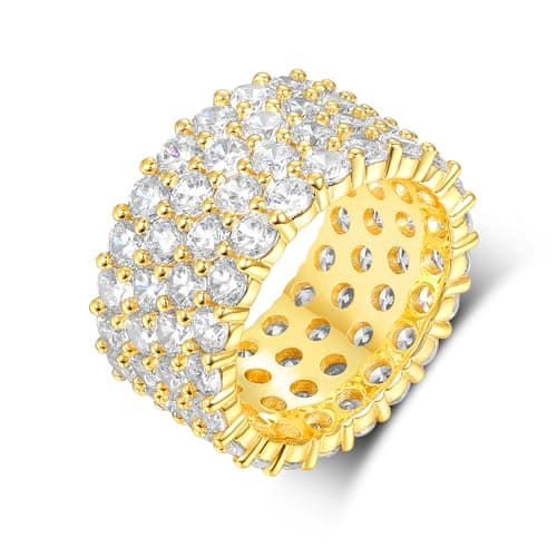 18K Gold Plated Round Cubic Zirconia Band Ring for Men & Women