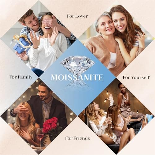 PINAIDYINS Moissanite 1-3CT Rings, 18K Gold Plated, D Color VVS1 Ideal Cut, Gift for Mom/Wife/Girlfriend