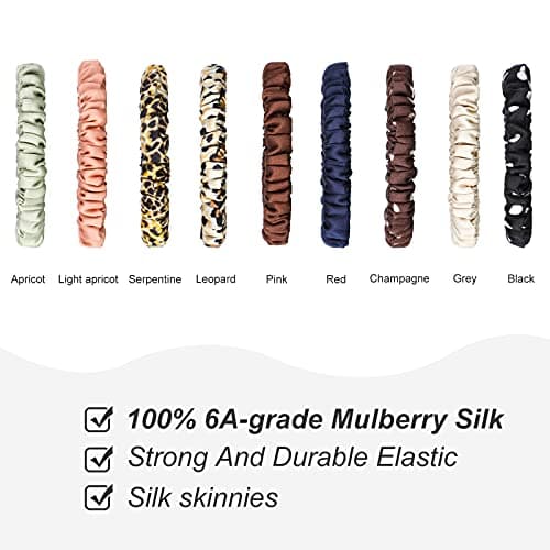 Vivid Style Dark Colors Chuangdi 9-Piece Silk Scrunchies for Women Girls