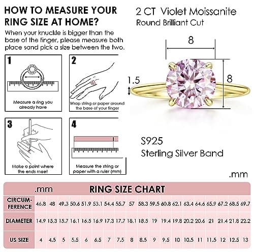 Michooyel 18K Gold Plated Moissanite Engagement Ring for Women