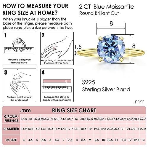 Michooyel 18K Gold Plated Moissanite Engagement Ring for Women
| |0ct PINK/BLUE/GREEN/VIOLET Moissanite Solitaire Promise Ring, Round Brilliant Cut
| VVS Simulated 925 Sterling Silver Rings