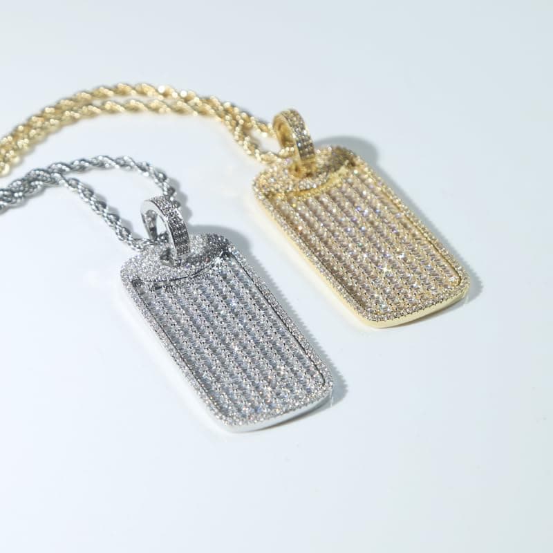 Bling Square Pendant Necklaces for Men & Women in Gold or Silver