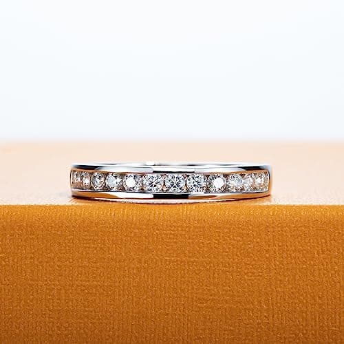 AimiIee D Color VVS1 Moissanite Eternity Ring 925 Silver for Women