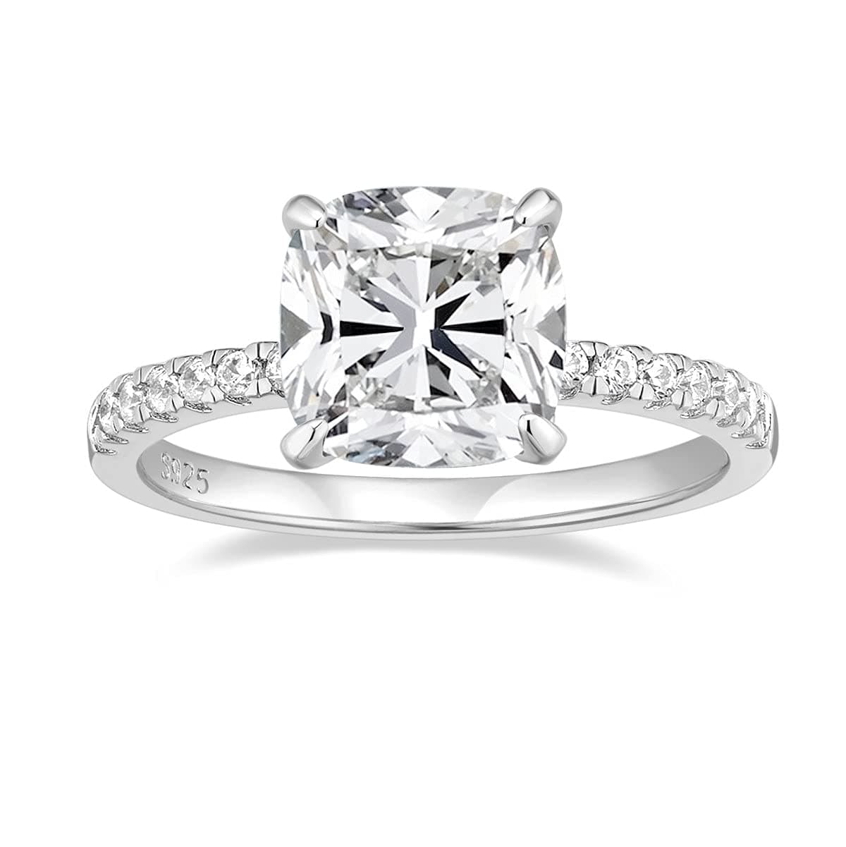 EAMTI 925 Sterling Silver Cushion Cut CZ Rings for Women Engagement Wedding Size 3-11