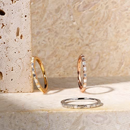 SMILEST 7 Stone Moissanite Half Eternity Wedding Band 18K Gold Vermeil