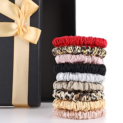 Vivid Style Dark Colors Chuangdi 9-Piece Silk Scrunchies for Women Girls