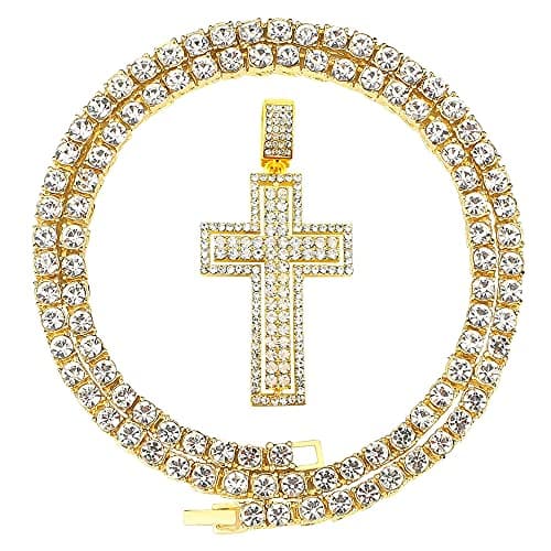 HH Bling Empire Diamond Cross Pendant Necklace 24 Inch