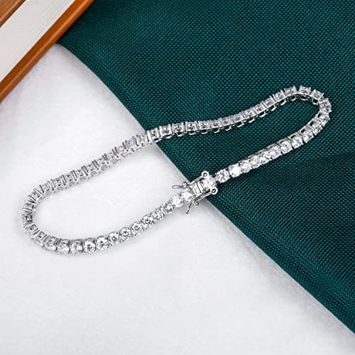TIKJE 925 Sterling Silver 2-7mm CZ Classic Tennis Bracelet | Women's White Gold Tone Bracelet | Size 6-8.5 inches