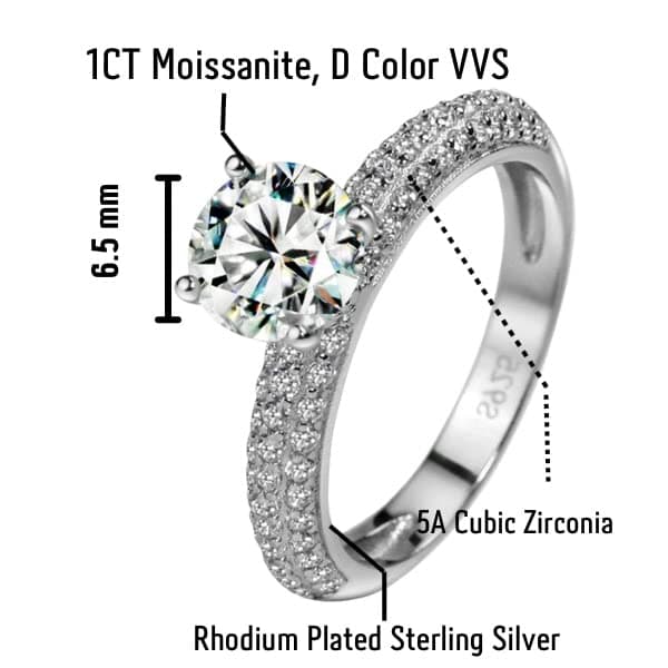 Michooyel 1.0ct Moissanite Engagement Ring Set for Women