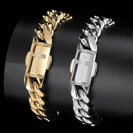 14k Gold Cuban Bracelet for Men & Women - Mesh Design Valentine's Day Gift
