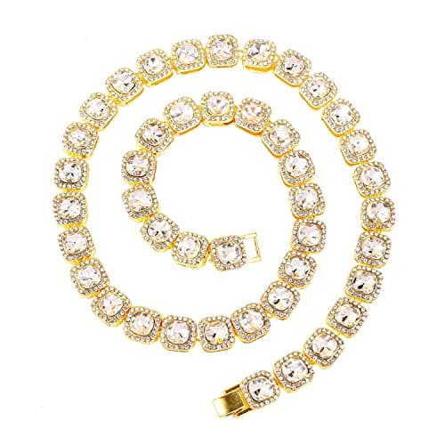 HH BLING EMPIRE Men's Silver and Gold Diamond Tennis Chains 16-30 Inches