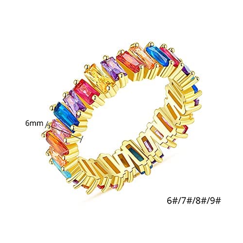 Michooyel Eternity Rainbow Ring Band for Women