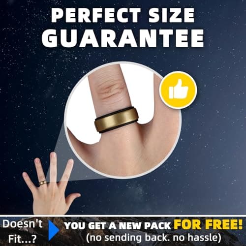 Egnaro Breathable Silicone Wedding Bands for Men - Multipack Step Edge