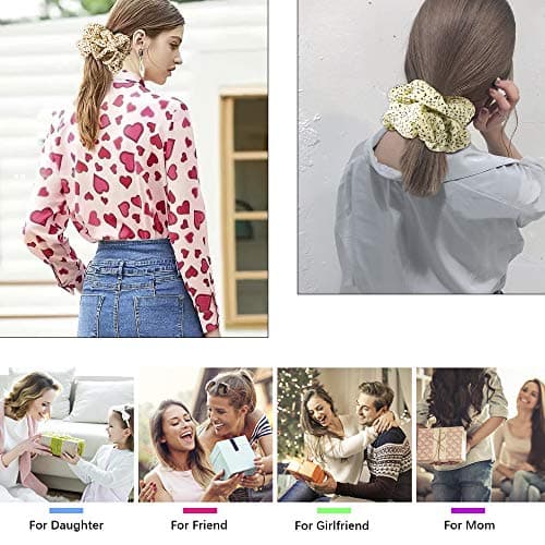 Silk Satin Oversized Scrunchie for Women - Extra Large Yellow Hair Tie for Thick Hair, Gift for Girls