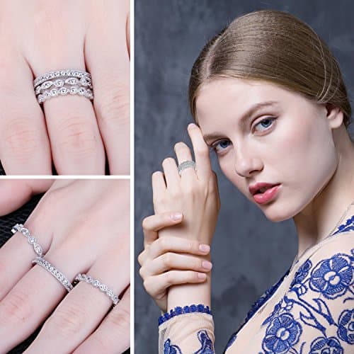 JewelryPalace 14K Gold Plated 925 Sterling Silver Cubic Zirconia Promise Rings for Women