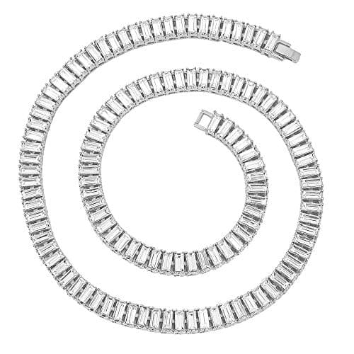 HH BLING EMPIRE Men's Silver and Gold Diamond Tennis Chains 16-30 Inches