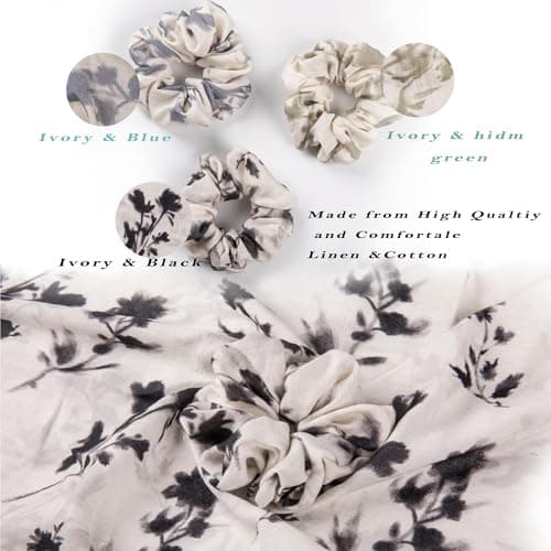 Chinoiserie Ink Style Oversized Hair Scrunchies Set