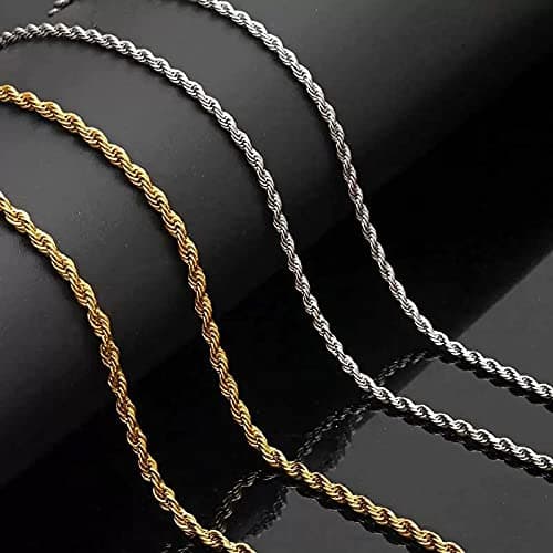 Michooyel 3mm Twist Rope Necklace for Men, Women, Boys and Teens