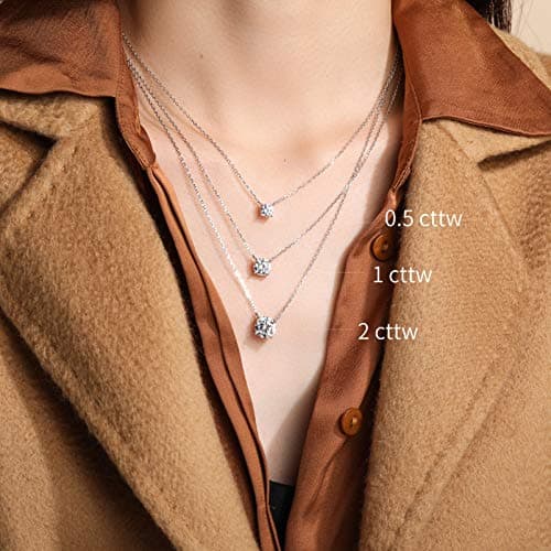 S.Leaf Sterling Silver Gold Plated Solitaire Diamond Pendant Choker Necklace for Women